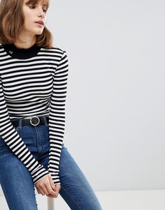 Джемпер в полоску с высоким воротником Maison Scotch - Темно-синий