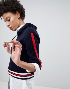 Трикотажный худи с контрастными полосками Stradivarius - Темно-синий