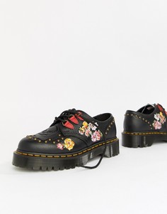 Черные туфли на платформе с вышивкой Dr Martens Serova - Черный