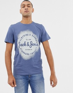 Футболка с логотипом и принтом Jack & Jones - Темно-синий
