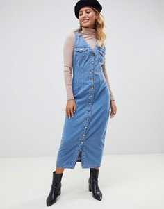 Джинсовое платье миди на пуговицах без рукавов ASOS DESIGN - Синий