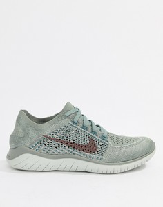 Серо-розовые кроссовки Nike Running Free Run Flyknit - Серый