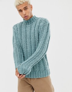 Голубой свитер ручной вязки ASOS DESIGN - Синий