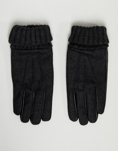 Кожаные перчатки для сенсорного экрана со вставками и манжетами ASOS DESIGN - Серый