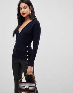 Темно-синий топ с запахом Morgan - Темно-синий