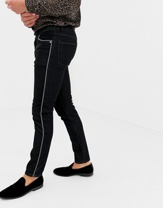 Черные выбеленные джинсы скинни с окантовкой ASOS DESIGN - Черный