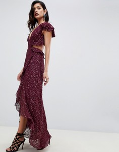 Платье макси с открытой спиной и пайетками ASOS DESIGN - Красный