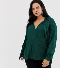 Топ с запахом и завязкой ASOS DESIGN Curve - Зеленый
