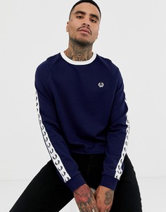 Темно-синий свитшот с круглым вырезом и полосками Fred Perry Sports Authentic - Темно-синий