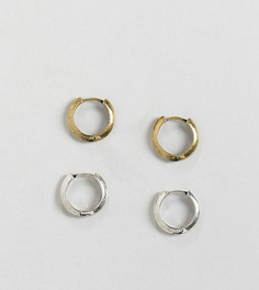 Серьги-кольца в наборе серебристого и золотистого цветов Reclaimed Vintage Inspired - Серебряный