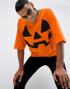 Oversize-футболка с принтом тыквы ASOS DESIGN Halloween - Оранжевый