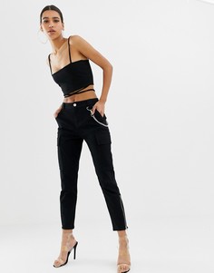 Однотонные брюки в стиле милитари с цепочкой ASOS DESIGN - Черный