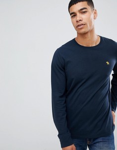 Темно-синий лонгслив с логотипом Abercrombie & Fitch - Темно-синий
