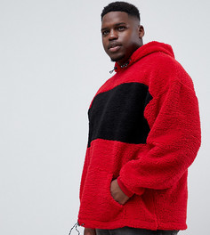 Oversize-худи в стиле колор блок из искусственного меха ASOS DESIGN plus - Красный