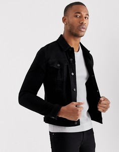 Черная приталенная джинсовая куртка в стиле вестерн ASOS DESIGN - Черный