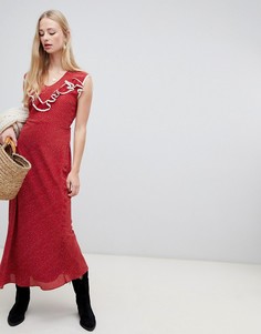 Платье макси в горошек Intropia - Красный