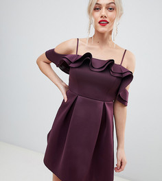Платье мини с бретельками и оборками ASOS DESIGN Petite - Фиолетовый