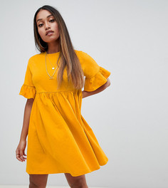 Свободное хлопковое платье с оборками ASOS DESIGN Petite - Желтый