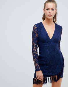 Кружевное платье с кисточками AX Paris - Темно-синий