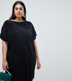 Платье-футболка с плиссировкой ASOS DESIGN Curve - Черный