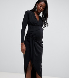 Черное платье макси с запахом Queen Bee - Черный
