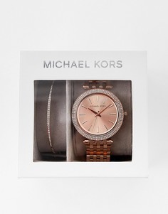 Часы цвета розового золота и браслет Michael Kors Darci MK3715 - Золотой