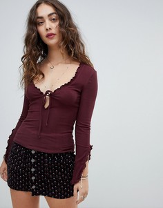 Лонгслив Free People Fall For You - Фиолетовый