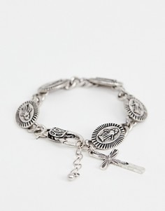 Серебристый браслет с крестом ASOS Medallion - Серебряный