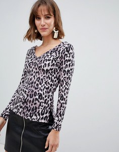 Топ с леопардовым принтом и V-образным вырезом River Island - Мульти