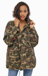 Парка с камуфляжным принтом на молнии и кнопках Superdry
