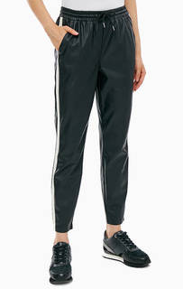 Укороченные черные брюки с лампасами Only