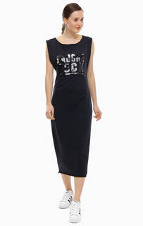 Трикотажное платье средней длины с отделкой пайетками Gas