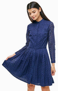Синее платье-рубашка с ажурной вышивкой Michael Michael Kors
