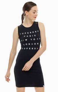 Короткое хлопковое платье с кружевной вставкой на спине Superdry