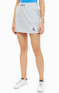 Короткая хлопковая юбка с карманами Calvin Klein Jeans