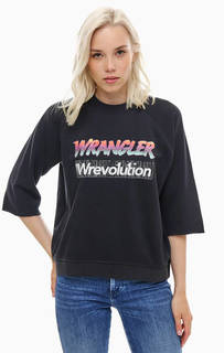 Черный хлопковый свитшот с ярким принтом Wrangler
