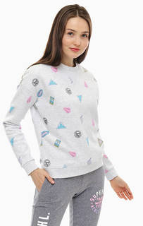 Серый свитшот с ярким принтом Superdry