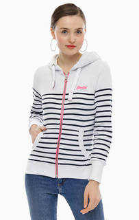 Белая хлопковая толстовка в полоску Superdry