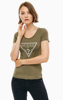 Хлопковая футболка с логотипом бренда Guess