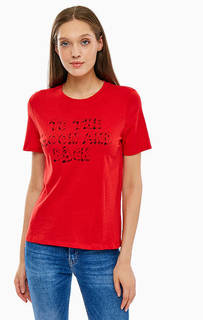 Хлопковая футболка с принтом и вышивкой Only