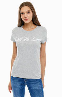 Серая хлопковая футболка с короткими рукавами Only