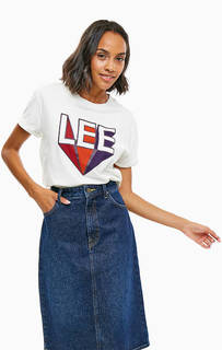 Белая хлопковая футболка с принтом Lee