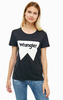Черная хлопковая футболка с принтом Wrangler