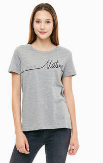 Серая хлопковая футболка с короткими рукавами Vero Moda