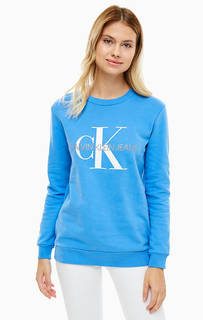 Хлопковый свитшот синего цвета Calvin Klein Jeans