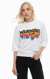 Белый хлопковый свитшот с ярким принтом Wrangler