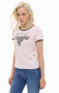 Хлопковая футболка розового цвета с принтом Wrangler