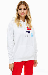 Белая хлопковая толстовка с капюшоном Calvin Klein Jeans