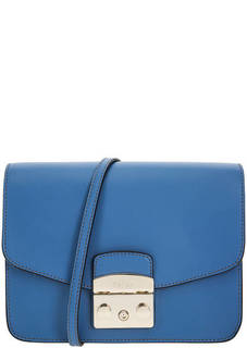 Маленькая синяя сумка из гладкой кожи Metropolis Furla