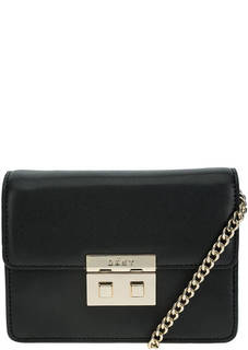 Маленькая кожаная сумка с откидным клапаном Dkny